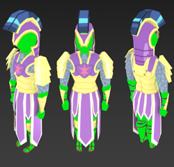 Size: 832x800 | Tagged: safe, derpibooru import, 3d, armor, blender, captain, captain of royal guards armor, guard, low poly, model, royal