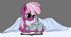 Size: 900x472 | Tagged: safe, artist:rainbow-dosh, artist:xioade, derpibooru import, cheerilee, silver spoon, blanket, book, cheeribetes, cuddling, cute, filly, foal, hug, i hope we hear a story from cheerilee, reading, silverbetes, snuggling