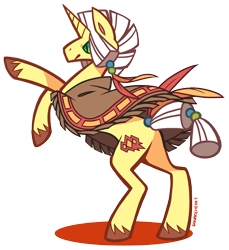 Size: 540x590 | Tagged: safe, artist:zhampy, derpibooru import, oc, oc only, oc:racing diamond, pony, clothes, feather, male, poncho, rearing, solo, stallion, unshorn fetlocks