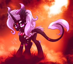 Size: 900x783 | Tagged: safe, artist:joakaha, oc, oc only, oc:night glow, classical unicorn, leonine tail, solo