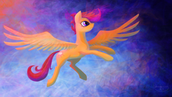 Size: 3200x1801 | Tagged: safe, artist:shaadorian, derpibooru import, scootaloo, older, scootaloo can fly, solo