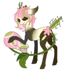 Size: 1414x1327 | Tagged: safe, artist:weird--fish, derpibooru import, oc, oc only, oc:dango, oc:mochi, monster pony, original species, piranha plant pony, augmented tail, solo, tongue out