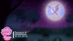 Size: 1191x670 | Tagged: safe, derpibooru import, nightmare moon, alicorn, pony, princess twilight sparkle (episode), season 4, ethereal mane, female, logo, mare, moon, my little pony logo, nightmare night symbol, solo, starry mane