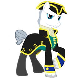 Size: 1300x1450 | Tagged: safe, artist:emperorbobby, derpibooru import, oc, oc only, earth pony, pony, antagonist, at world's end, clothes, coat, cutler beckett, dead man's chest, lord, male, pirates of the caribbean, simple background, solo, stallion, transparent background, tricorne, vector