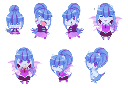 Size: 4194x2880 | Tagged: safe, artist:4as, sonata dusk, siren, equestria girls, :3, chibi, cute, eyes closed, fin wings, ponied up, solo, sonatabetes, tongue out