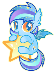 Size: 850x1100 | Tagged: safe, artist:disfiguredstick, derpibooru import, oc, oc only, oc:star struck, bat pony, pony, bat pony oc, cute, diabetes, ear tufts, filly, ocbetes, simple background, starry eyes, stars, tangible heavenly object, transparent background