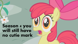 Size: 800x450 | Tagged: safe, derpibooru import, apple bloom, earth pony, pony, female, filly, predictions, simple background, solo