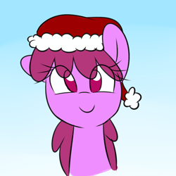 Size: 1280x1280 | Tagged: safe, artist:acersiii, berry punch, berryshine, berrybetes, cute, hat, santa hat, solo