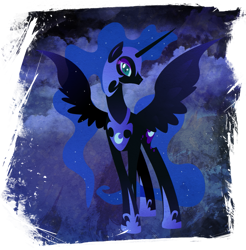 Size: 901x916 | Tagged: safe, artist:rariedash, derpibooru import, nightmare moon, alicorn, pony, armor, cutie mark, female, hooves, horn, lineless, mare, solo, spread wings, wings