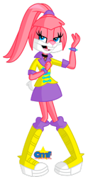 Size: 600x1146 | Tagged: safe, artist:tiny-toons-fan, sonata dusk, anthro, rabbit, equestria girls, accessory swap, babs bunny, barely pony related, clothes, clothes swap, cosplay, costume, crossover, female, looney tunes, simple background, solo, tiny toon adventures, transparent background