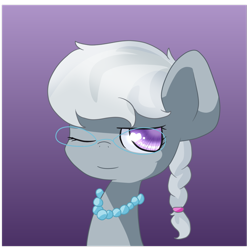 Size: 1280x1280 | Tagged: safe, artist:rue-willings, silver spoon, earth pony, pony, female, filly, glasses, pearl necklace, solo, solo female