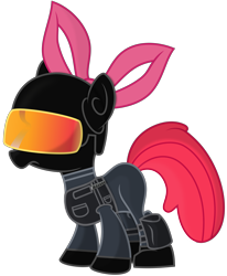 Size: 5880x7140 | Tagged: safe, artist:radiationalpha, derpibooru import, apple bloom, absurd resolution, armor, equestrian foundation, faint discharge, fapple doom, knife, scp foundation, simple background, solo, transparent background, vector