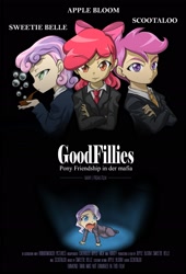 Size: 1299x1906 | Tagged: safe, artist:nancysauria, derpibooru import, apple bloom, diamond tiara, scootaloo, sweetie belle, human, cutie mark crusaders, german, goodfellas, humanized, parody