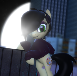 Size: 738x728 | Tagged: safe, artist:dbuilder, artist:midnightmint-1, derpibooru import, oc, oc only, oc:palette, 3d, clothes, collar, cute, cutie mark, eyeshadow, gmod, hair over one eye, headphones, hoodie, solo