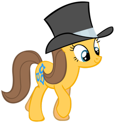 Size: 859x930 | Tagged: safe, artist:ironfruit, derpibooru import, toffee, earth pony, pony, female, hat, mare, raised hoof, simple background, solo, top hat, transparent background, vector