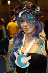 Size: 768x1152 | Tagged: safe, artist:kyuu-vixen-cosplay, derpibooru import, nightmare moon, human, convention, cosplay, floral head wreath, irl, irl human, ndk, ndk 2012, photo, solo