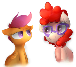 Size: 622x544 | Tagged: safe, artist:dotkwa, derpibooru import, scootaloo, twist, colored, glasses