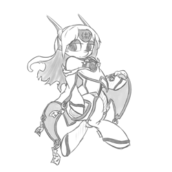 Size: 3000x3000 | Tagged: safe, artist:shirohomura, derpibooru import, blazblue, high res, monochrome, mu-12, ponified, solo