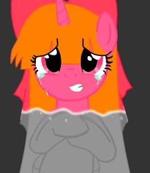 Size: 832x960 | Tagged: safe, artist:lolly <3, derpibooru import, oc, oc only, alicorn, pony, alicorn oc, crying, gray, ponified, simple background, solo