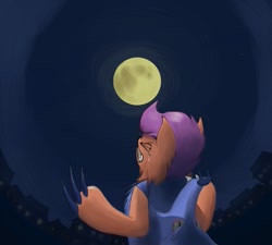 Size: 943x847 | Tagged: safe, artist:bakuel, derpibooru import, scootaloo, hengstwolf, werewolf, moon, solo, transformation