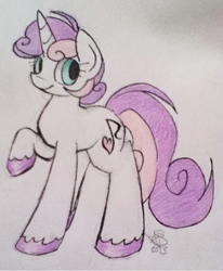 Size: 500x606 | Tagged: safe, artist:darkpiplup1, derpibooru import, sweetie belle, hooves, older, solo, traditional art, unshorn fetlocks