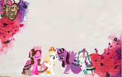 Size: 1684x1065 | Tagged: safe, artist:nicole-tupas, derpibooru import, alicorn, pony, apple white, briar beauty, ever after high, madeline hatter, ponified, raven queen