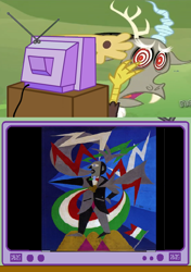 Size: 564x800 | Tagged: safe, derpibooru import, discord, exploitable meme, fortunato depero, futurism, meme, modern art, obligatory pony, tv meme