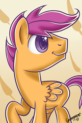 Size: 1000x1500 | Tagged: safe, artist:galaxyart, derpibooru import, scootaloo, scooteroll, rule 63, solo