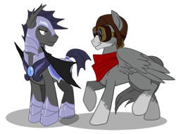 Size: 1021x782 | Tagged: safe, artist:the-orator, derpibooru import, oc, bat pony, pony, goggles, hat, night guard, royal guard