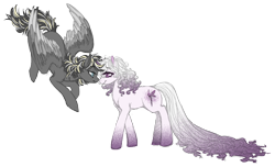 Size: 2096x1275 | Tagged: safe, artist:toastiepony, derpibooru import, earth pony, pegasus, pony, female, flying, mare, pixie dust, shimmerfly, solo