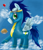 Size: 600x704 | Tagged: safe, artist:art-surgery, derpibooru import, soarin', cloud, cloudy, heart, pie, solo