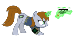 Size: 4679x2365 | Tagged: safe, artist:scarletlightning565, derpibooru import, oc, oc only, oc:littlepip, pony, unicorn, fallout equestria, .svg available, clothes, cutie mark, fanfic, fanfic art, female, glowing horn, gritted teeth, gun, handgun, hooves, horn, levitation, little macintosh, magic, mare, optical sight, pipbuck, revolver, simple background, solo, svg, teeth, telekinesis, transparent background, vault suit, vector, weapon
