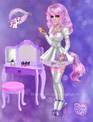 Size: 779x1026 | Tagged: safe, artist:kharis-art, derpibooru import, sweetie belle, human, horned humanization, humanized, light skin, nail polish, solo, tailed humanization