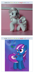 Size: 295x568 | Tagged: safe, derpibooru import, oc, earth pony, pony, g1, g1 to g4, generation leap, juxtaposition, toy