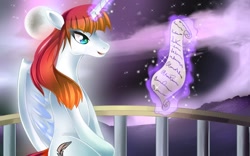 Size: 800x500 | Tagged: safe, artist:the0ne-u-lost, derpibooru import, oc, oc only, oc:fausticorn, lauren faust, solo