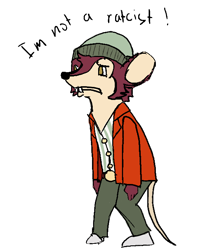 Size: 618x693 | Tagged: artist needed, safe, derpibooru import, normal norman, mouse, rat, /mlp/, background human, bipedal, colored, mousified, solo, species swap