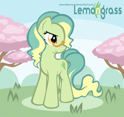 Size: 1000x948 | Tagged: safe, artist:reina-kitsune, derpibooru import, oc, oc only, earth pony, pony, glasses, grass, lemongrass, solo, tree