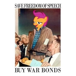 Size: 400x400 | Tagged: safe, derpibooru import, scootaloo, chickun, exploitable meme, meme, norman rockwell