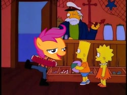 Size: 500x375 | Tagged: safe, derpibooru import, scootaloo, chickun, exploitable meme, meme, the simpsons