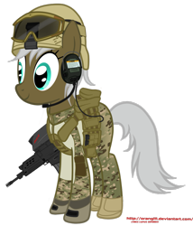 Size: 827x965 | Tagged: safe, artist:orang111, derpibooru import, oc, oc only, camouflage, daewoo k-11, headset, helmet, infantry, k11, korean, military, soldier, solo