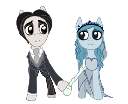 Size: 800x650 | Tagged: safe, artist:cat-cly, derpibooru import, clothes, corpse bride, emily, ponified, suit, the corpse bride, victor, victor van dort