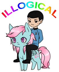 Size: 861x1044 | Tagged: safe, artist:ponymonster, derpibooru import, wind whistler, g1, crossover, duo, g1 to g4, generation leap, illogical, simple background, spock, star trek, tail bow, transparent background, vulcan