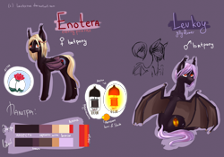 Size: 3460x2420 | Tagged: safe, artist:weird--fish, derpibooru import, oc, oc only, oc:enotera, oc:levkoy, bat pony, pony, reference sheet, twins