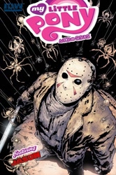 Size: 398x600 | Tagged: safe, derpibooru import, edit, idw, spider, comic cover, friday the 13th, jason voorhees, microcomic