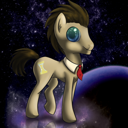 Size: 500x500 | Tagged: safe, artist:krucification, artist:pajaga, derpibooru import, doctor whooves, earth pony, pony, background pony, doctor who, solo, space, tenth doctor, time lord