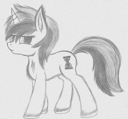 Size: 1093x1024 | Tagged: safe, artist:liquidarrow-x, derpibooru import, minuette, monochrome, solo, traditional art