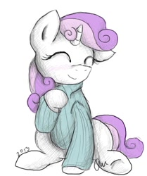 Size: 680x815 | Tagged: safe, artist:amyskyblazer, derpibooru import, sweetie belle, clothes, cute, diasweetes, solo, sweater