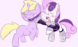 Size: 500x301 | Tagged: safe, artist:a6p, derpibooru import, dinky hooves, sweetie belle, ask dinky doo, meanie belle, meanie vs dinky, tumblr