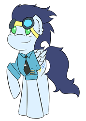 Size: 500x702 | Tagged: safe, artist:muffinanator, derpibooru import, soarin', pegasus, pony, blue coat, blue mane, male, solo, stallion, wings