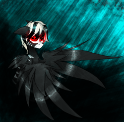 Size: 900x882 | Tagged: safe, artist:the--cloudsmasher, derpibooru import, oc, oc only, pegasus, pony, glowing eyes, solo, soulless reaper